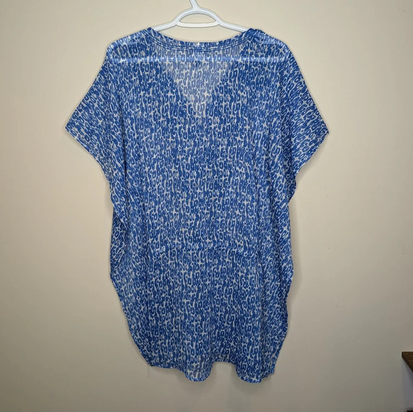 Kenneth Cole Reaction Blue White Swim Cover Up Embroidered Cut Outs Woman Small - Picture 3 of 10